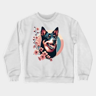 Lancashire Heeler Enjoys Spring's Cherry Blossom Splendor Crewneck Sweatshirt